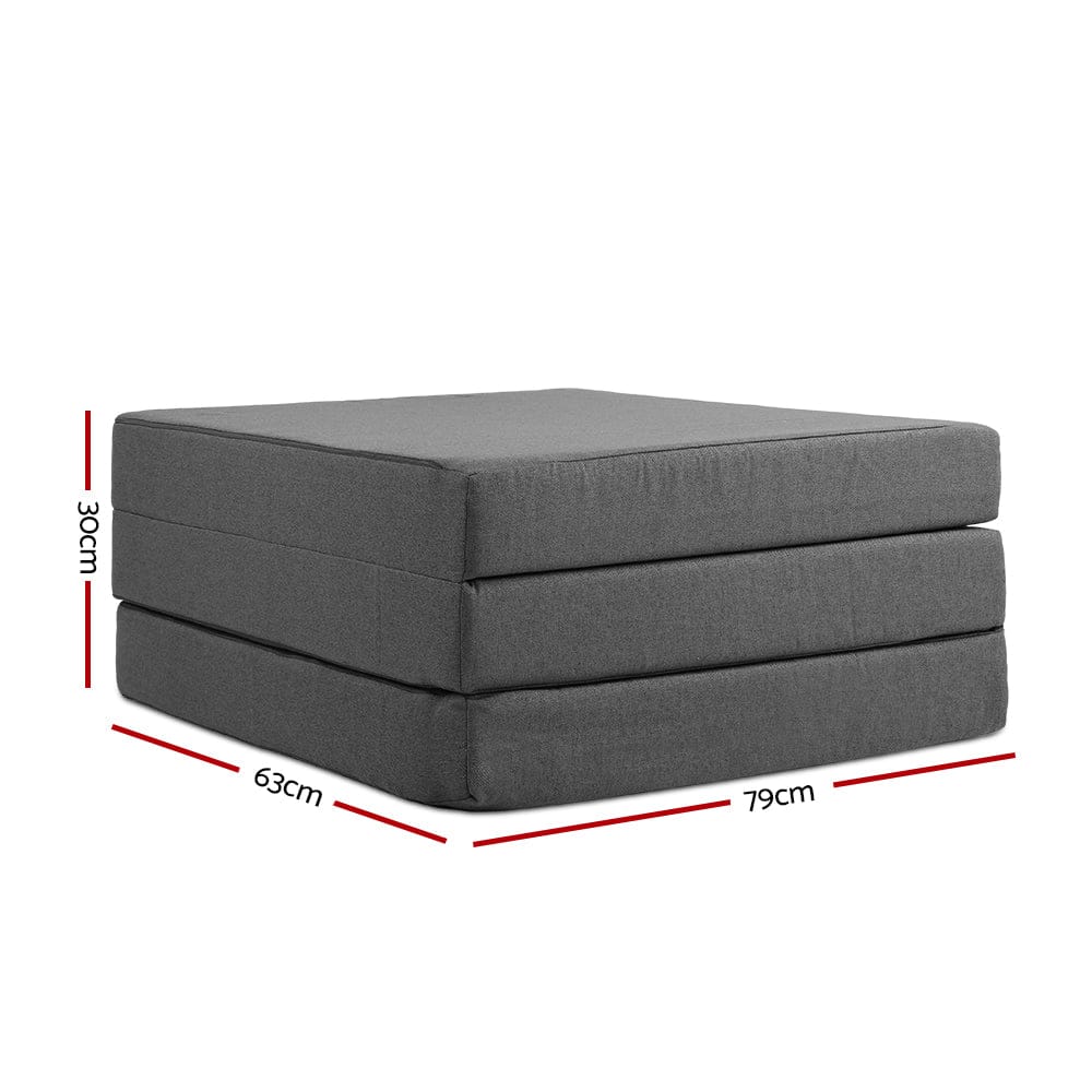Giselle Bedding Foldable Mattress Folding Foam Bed Single Grey - SportZone.co.nz