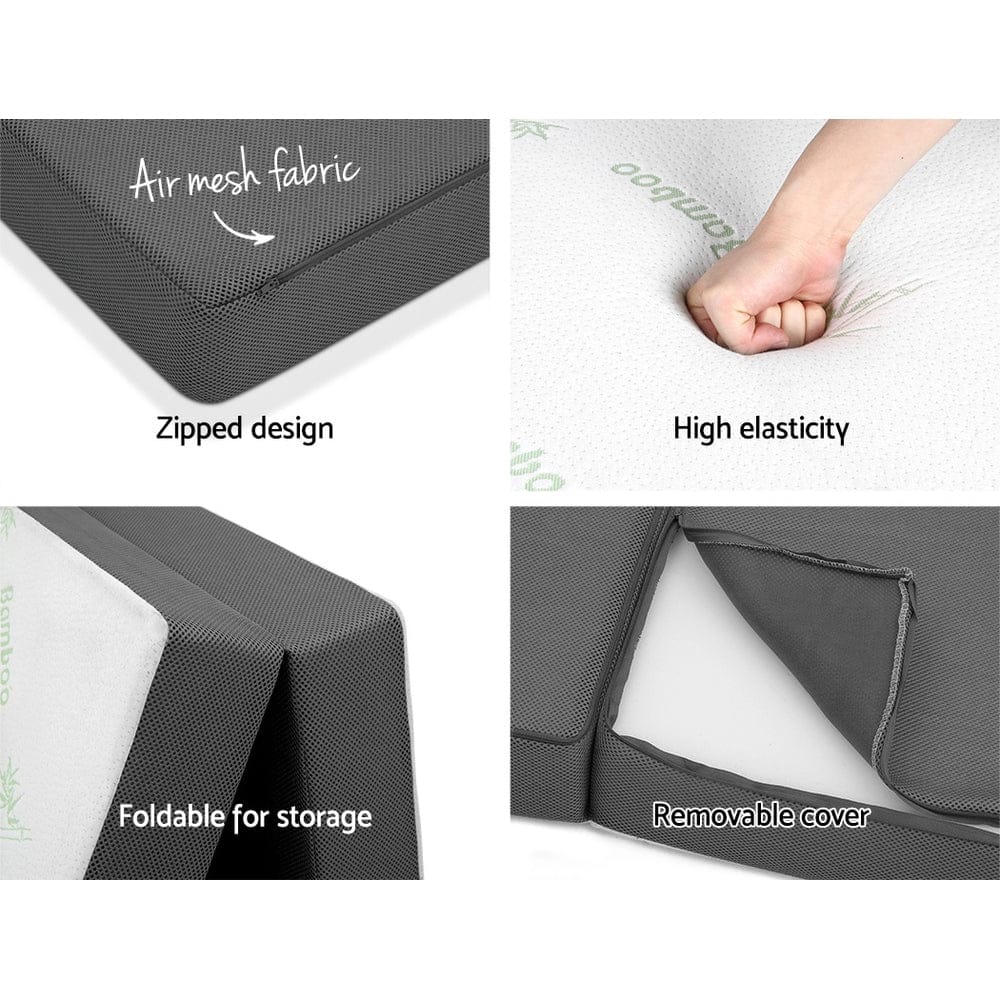 Giselle Bedding Foldable Mattress Folding Foam Single Bamboo - SportZone.co.nz