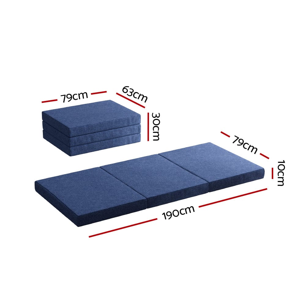 Giselle Bedding Foldable Mattress Folding Foam Single Blue - SportZone.co.nz