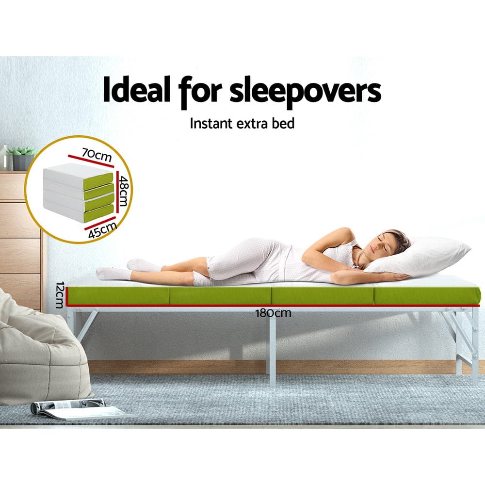 Giselle Bedding Foldable Mattress Folding Foam Single Green - SportZone.co.nz