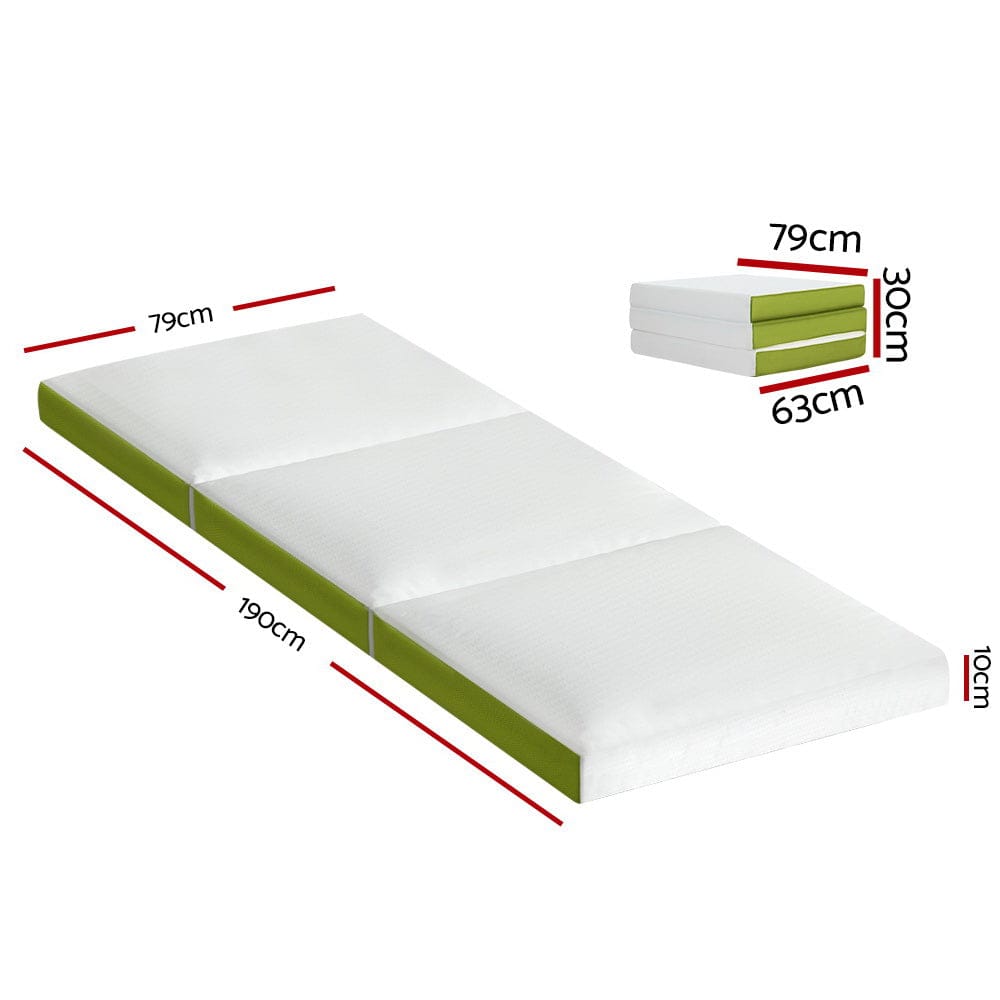 Giselle Bedding Foldable Mattress Folding Foam Trifold Green - SportZone.co.nz