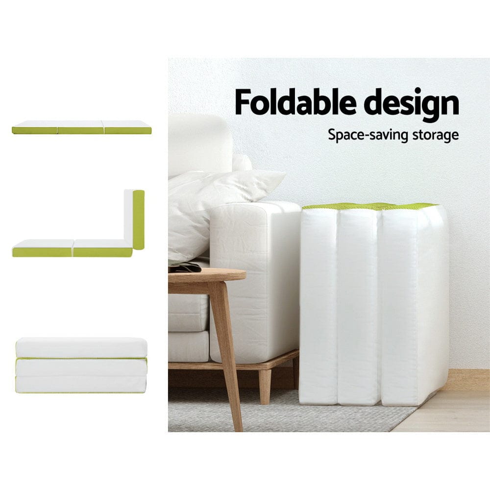 Giselle Bedding Foldable Mattress Folding Foam Trifold Green - SportZone.co.nz
