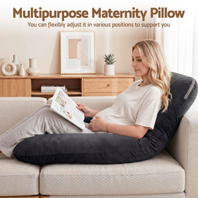 Giselle Bedding G-Shaped Pregnancy Pillow with Removable Cover Dark Grey - SportZone.co.nz