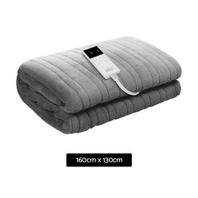 Giselle Bedding Heated Electric Throw Rug Fleece Sunggle Blanket Washable Silver - SportZone.co.nz