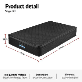 Giselle Bedding Mattress 34cm 5 - Zone Pocket Spring Egg - crate Memory Foam Single - SportZone.co.nz