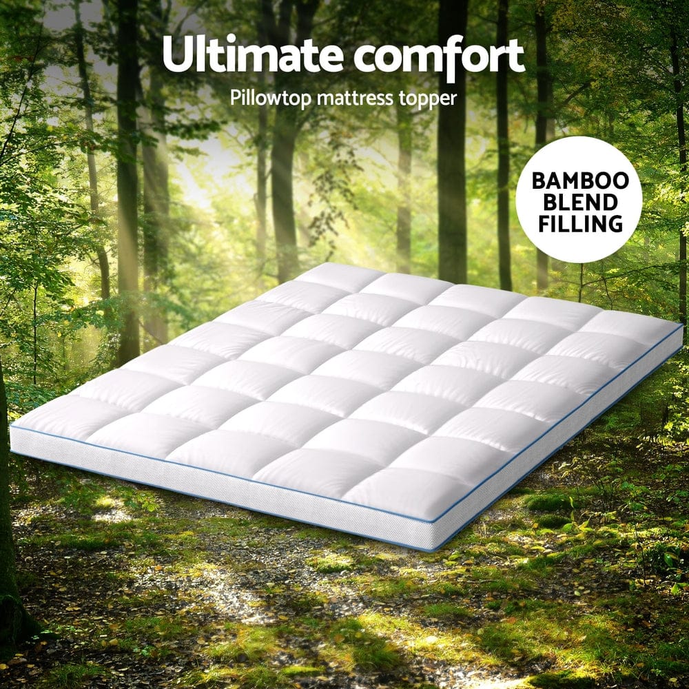 Giselle Bedding Mattress Topper Pillowtop Bamboo 10cm Queen - SportZone.co.nz
