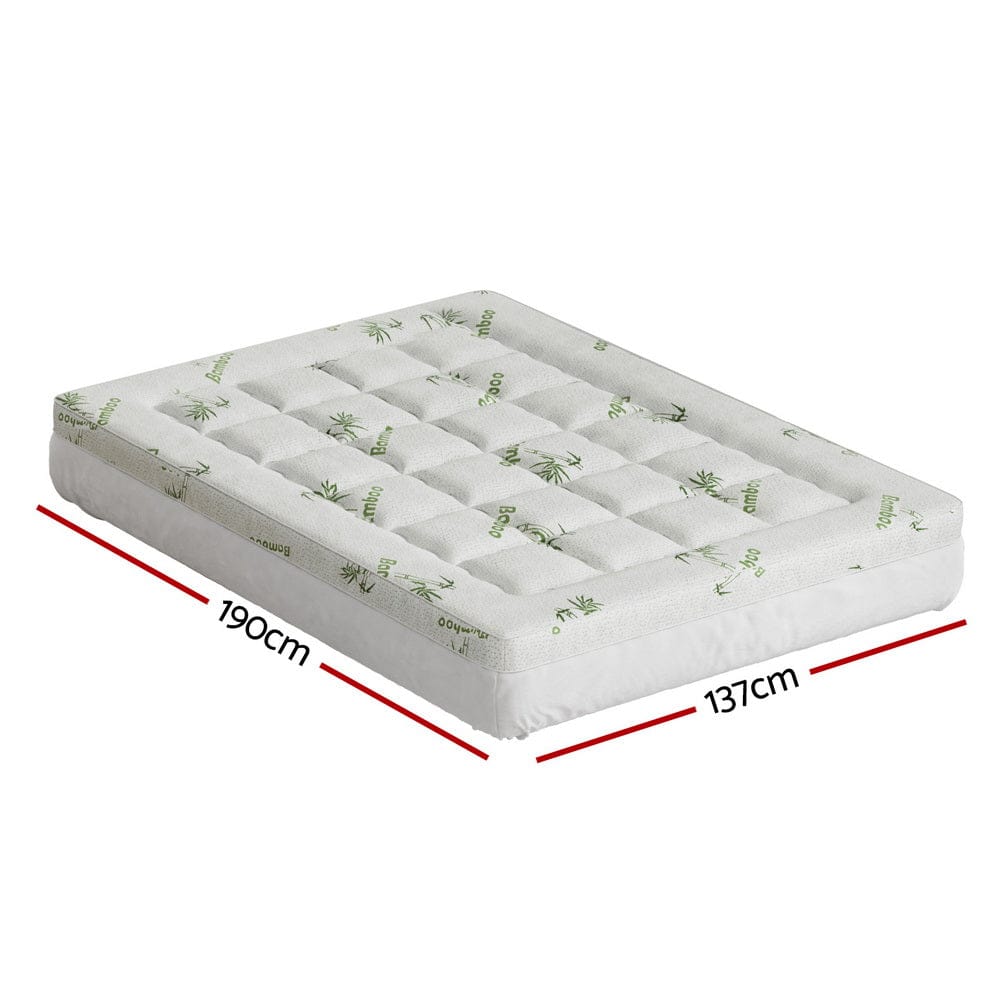 Giselle Bedding Mattress Topper Pillowtop Bamboo 7.5cm Double - SportZone.co.nz