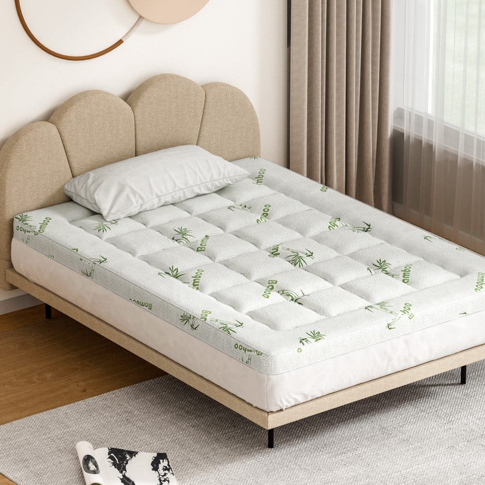 Giselle Bedding Mattress Topper Pillowtop Bamboo 7.5cm Double - SportZone.co.nz