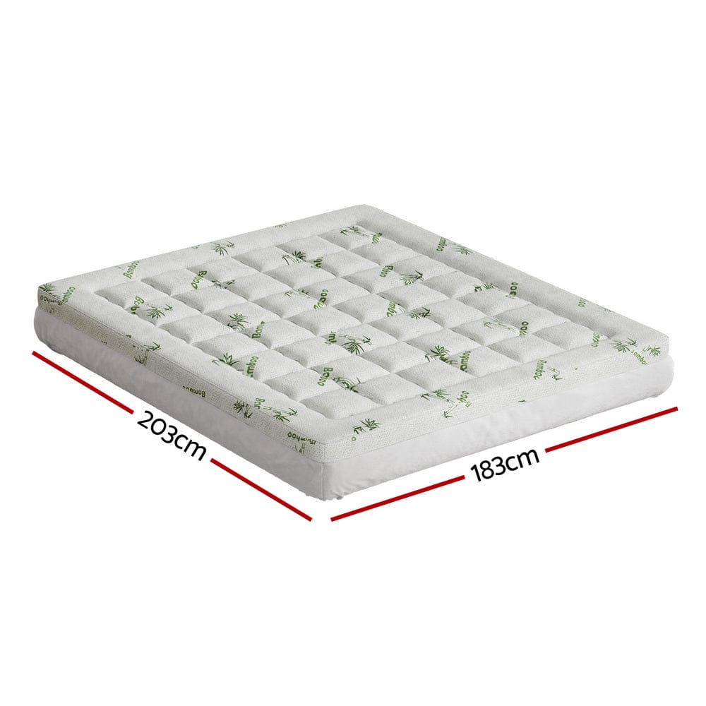 Giselle Bedding Mattress Topper Pillowtop Bamboo 7.5cm King - SportZone.co.nz