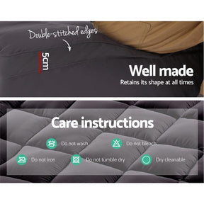 Giselle Bedding Mattress Topper Pillowtop Bamboo Charcoal Queen - SportZone.co.nz