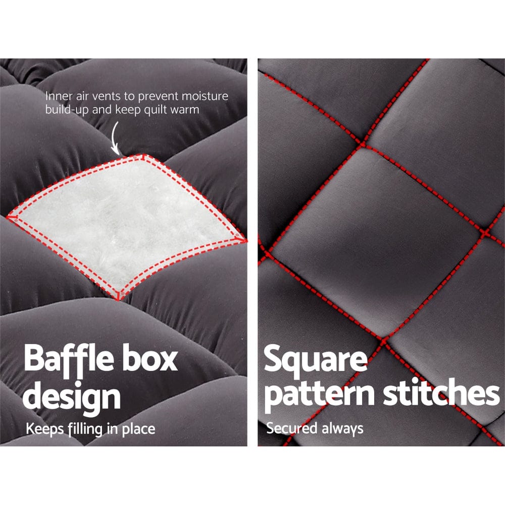Giselle Bedding Mattress Topper Pillowtop Bamboo Charcoal Queen - SportZone.co.nz