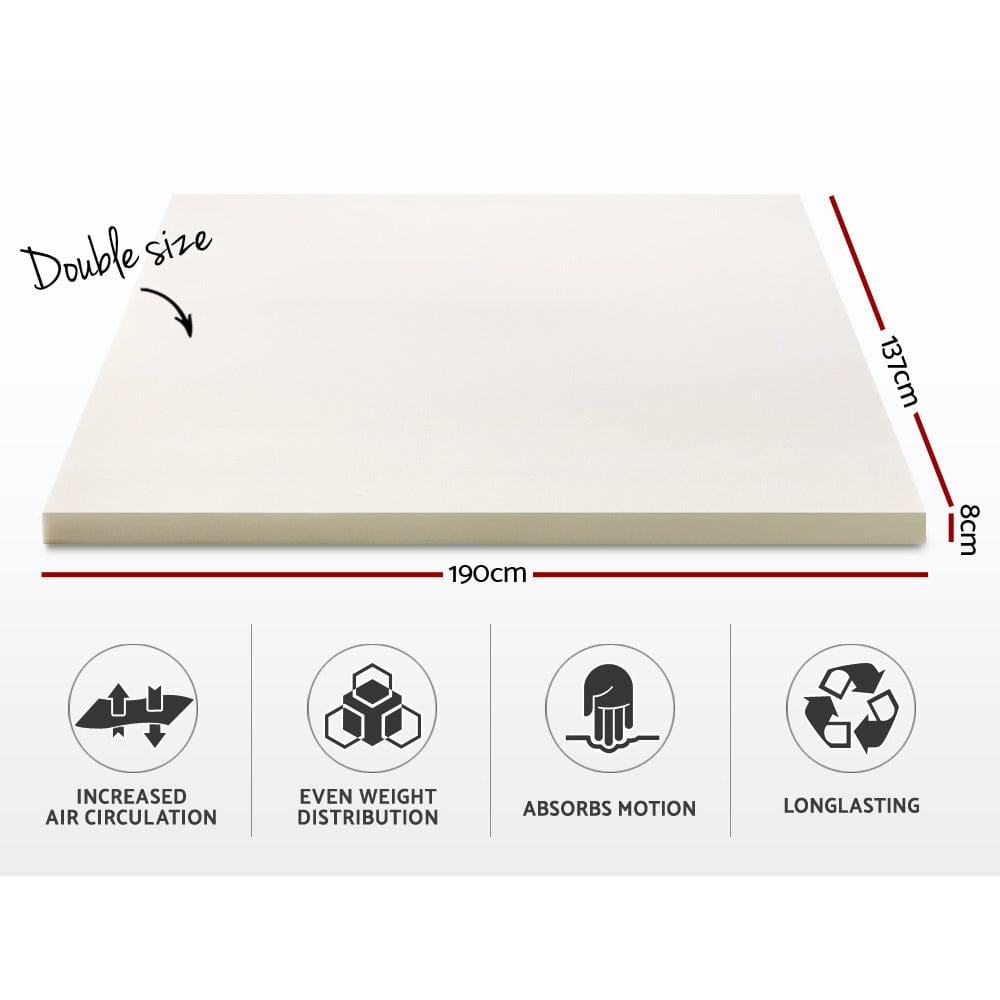 Giselle Bedding Memory Foam Mattress Topper 8cm Double - SportZone.co.nz