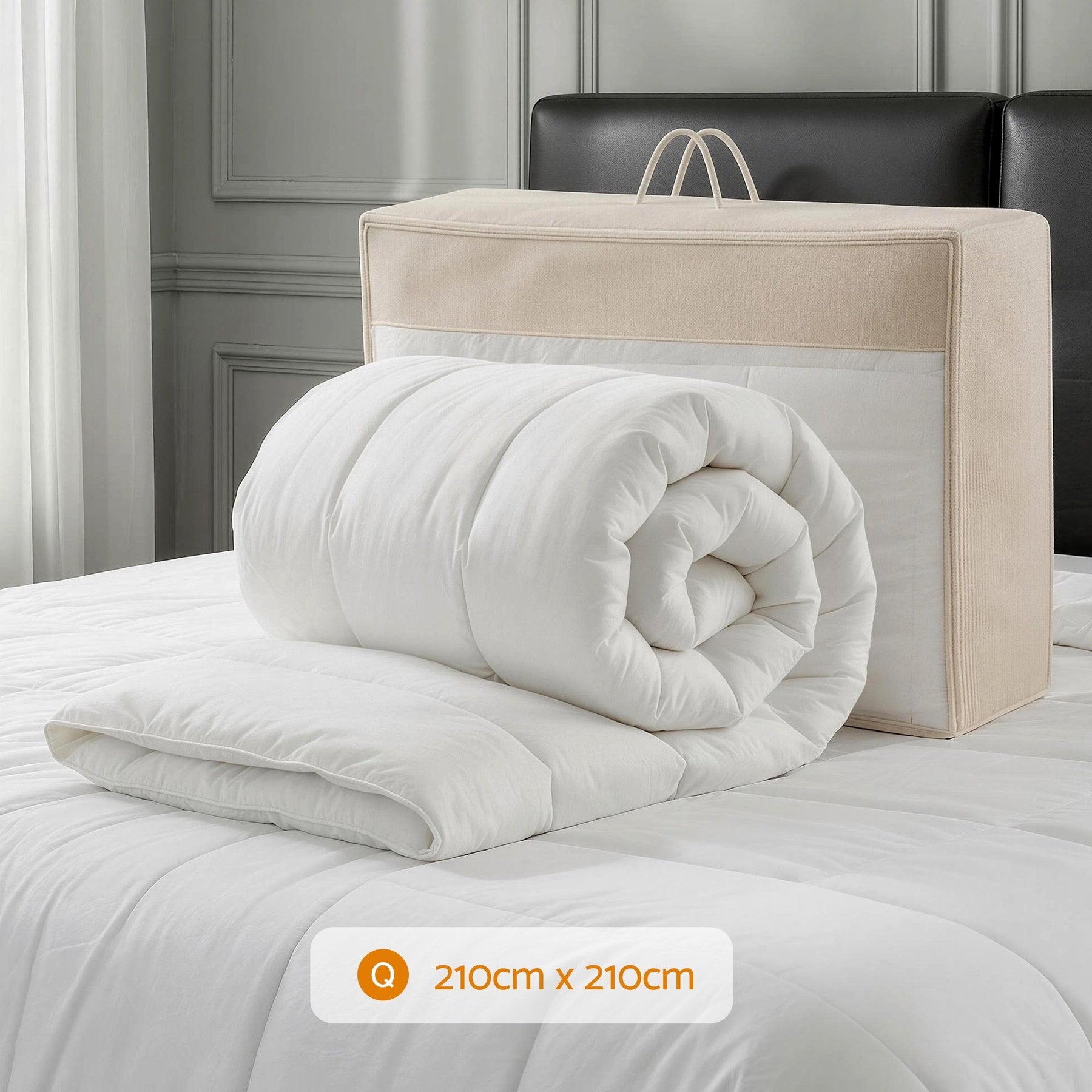 Giselle Bedding Wool Quilt 800GSM Extra Thick Queen Winter Doona Baffle Box Construction 100% Wool Filling - SportZone.co.nz