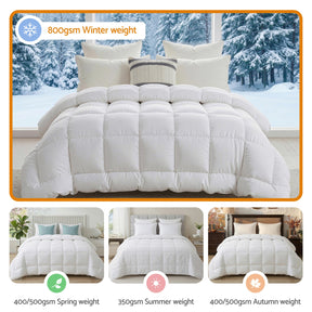 Giselle Bedding Wool Quilt 800GSM Extra Thick Queen Winter Doona Baffle Box Construction 100% Wool Filling - SportZone.co.nz