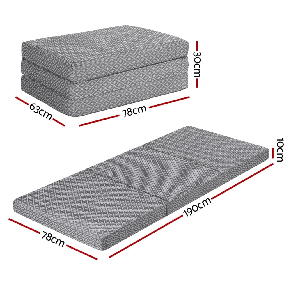 Giselle Foldable Mattress Folding Sofa Bed Trifold Memory Foam Camping Cushion Mat - SportZone.co.nz