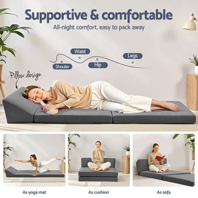 Giselle Foldable Mattress Folding Sofa Bed Trifold Sleeping Camping Cushion Mat - SportZone.co.nz