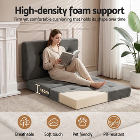 Giselle Single Folding Mattress 15cm Foldable Foam Portable Guest Sofa Bed Camping Mat - SportZone.co.nz
