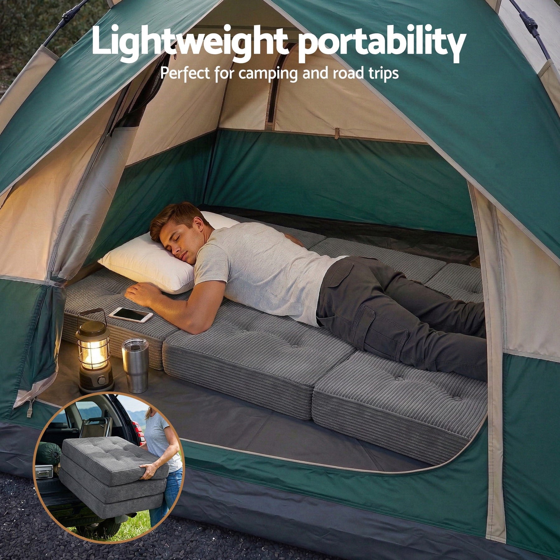 Giselle Single Folding Mattress 15cm Foldable Foam Portable Guest Sofa Bed Camping Mat - SportZone.co.nz