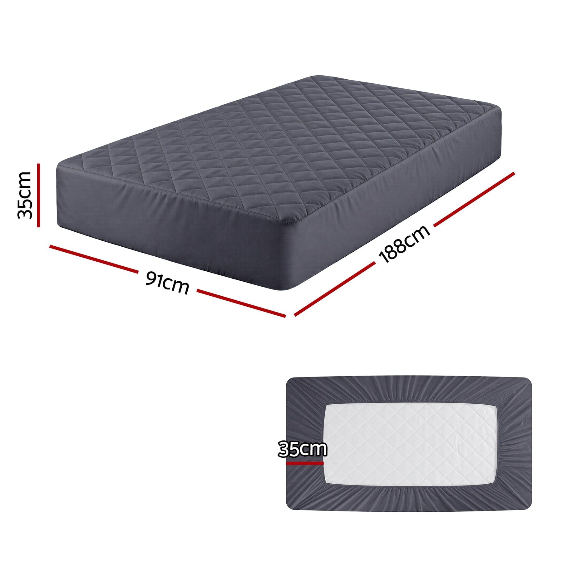 Giselle Water - Resistant Mattress Protector Microfiber 35cm 360° Fit Single - SportZone.co.nz