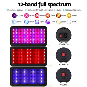 Green Fingers 1200W Grow Light LED Full Spectrum Indoor Plant All Stage Growth - SportZone.co.nz