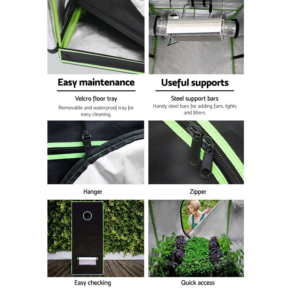 Green Fingers Grow Tent 80x80x160CM Hydroponics Kit Indoor Plant Room System - SportZone.co.nz