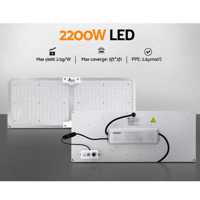 Green Fingers Max 2200W Grow Light LED Full Spectrum Indoor Plant All Stage Growth - SportZone.co.nz