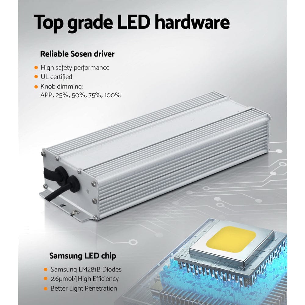 Green Fingers Max 3000W Grow Light LED Full Spectrum Indoor Plant All Stage Growth - SportZone.co.nz