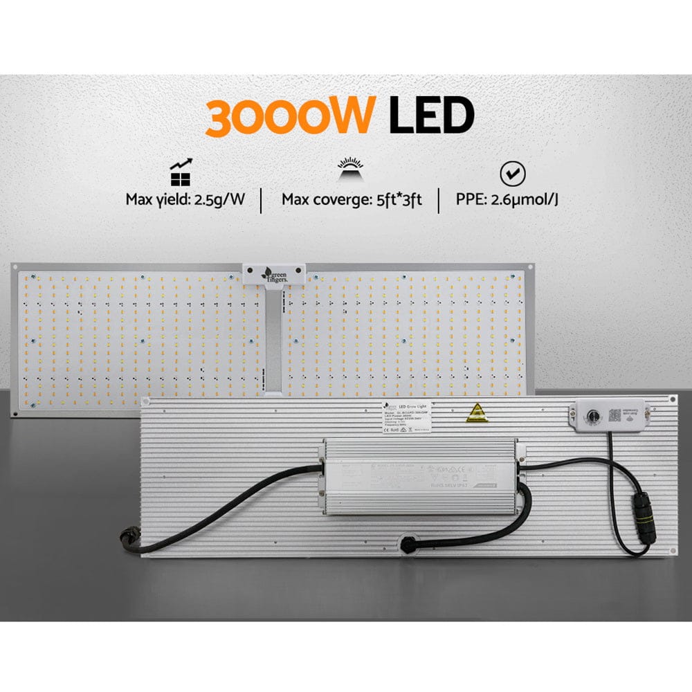 Green Fingers Max 3000W Grow Light LED Full Spectrum Indoor Plant All Stage Growth - SportZone.co.nz