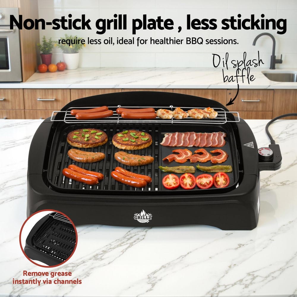 Grillz 1950W Electric BBQ Grill Non - stick Plate for Indoor Outdoor - SportZone.co.nz