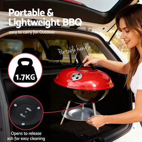 Grillz Charcoal BBQ Grill Portable with Lid for Camping Outdoor - SportZone.co.nz