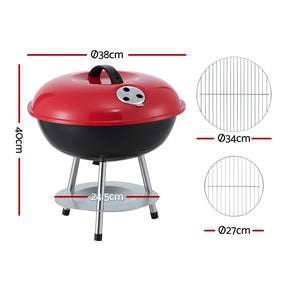 Grillz Charcoal BBQ Grill Portable with Lid for Camping Outdoor - SportZone.co.nz