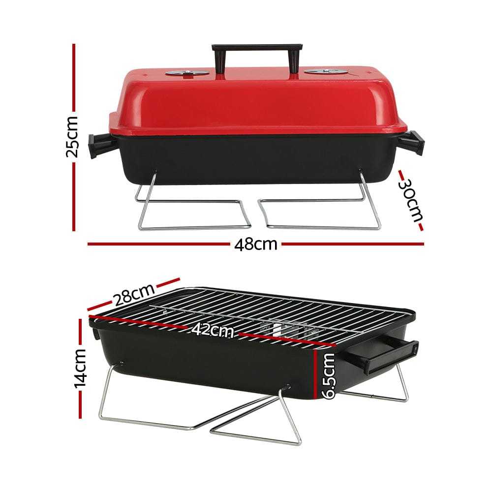 Grillz Charcoal BBQ Portable Grill Camping Barbecue Outdoor Cooking Smoker - SportZone.co.nz