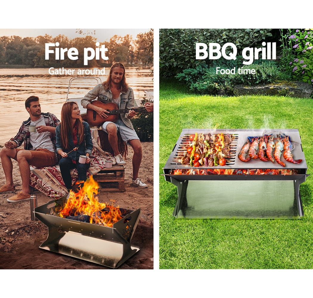 Grillz Fire Pit BBQ Grill Steel - SportZone.co.nz