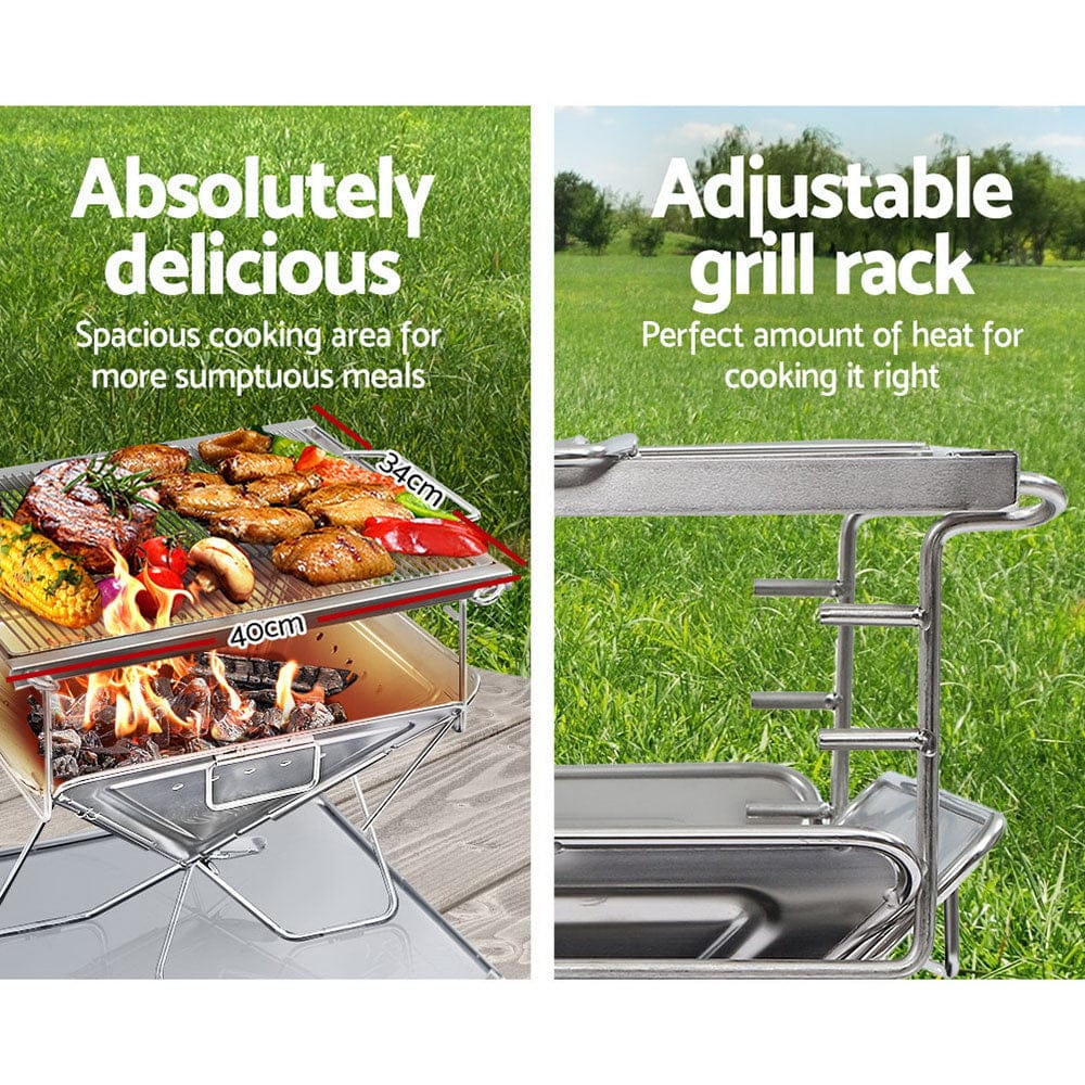 Grillz Fire Pit BBQ Grill with Carry Bag Camping - SportZone.co.nz