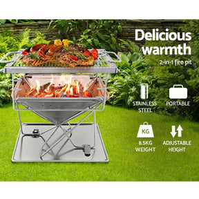 Grillz Fire Pit BBQ Grill with Carry Bag Camping - SportZone.co.nz