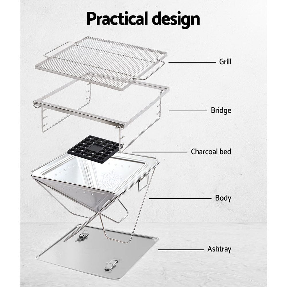 Grillz Fire Pit BBQ Grill with Carry Bag Camping - SportZone.co.nz