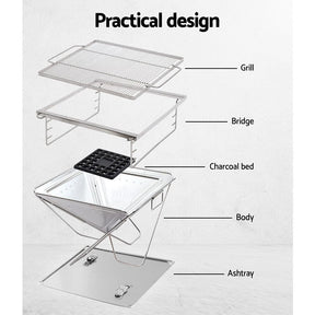 Grillz Fire Pit BBQ Grill with Carry Bag Camping - SportZone.co.nz