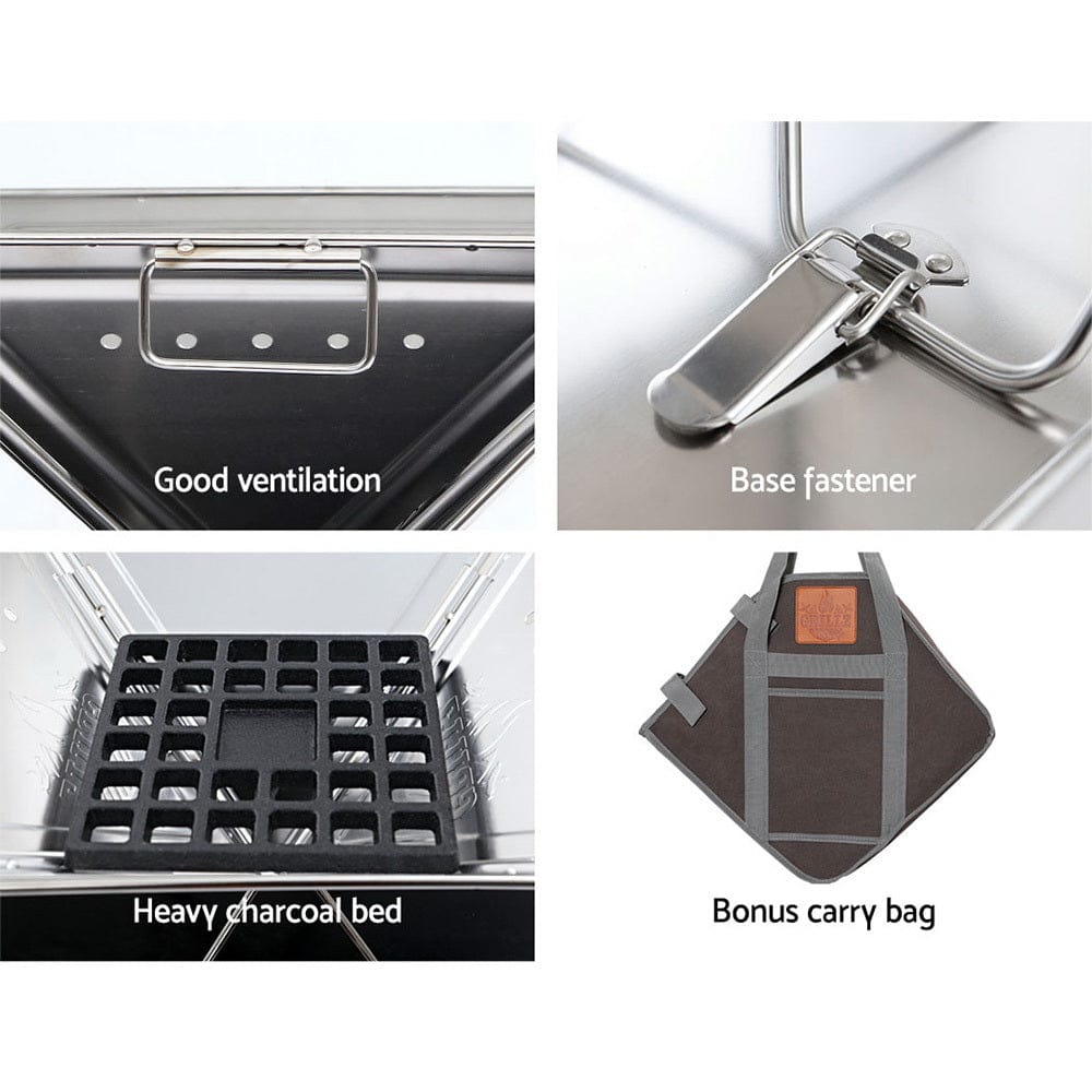 Grillz Fire Pit BBQ Grill with Carry Bag Camping - SportZone.co.nz
