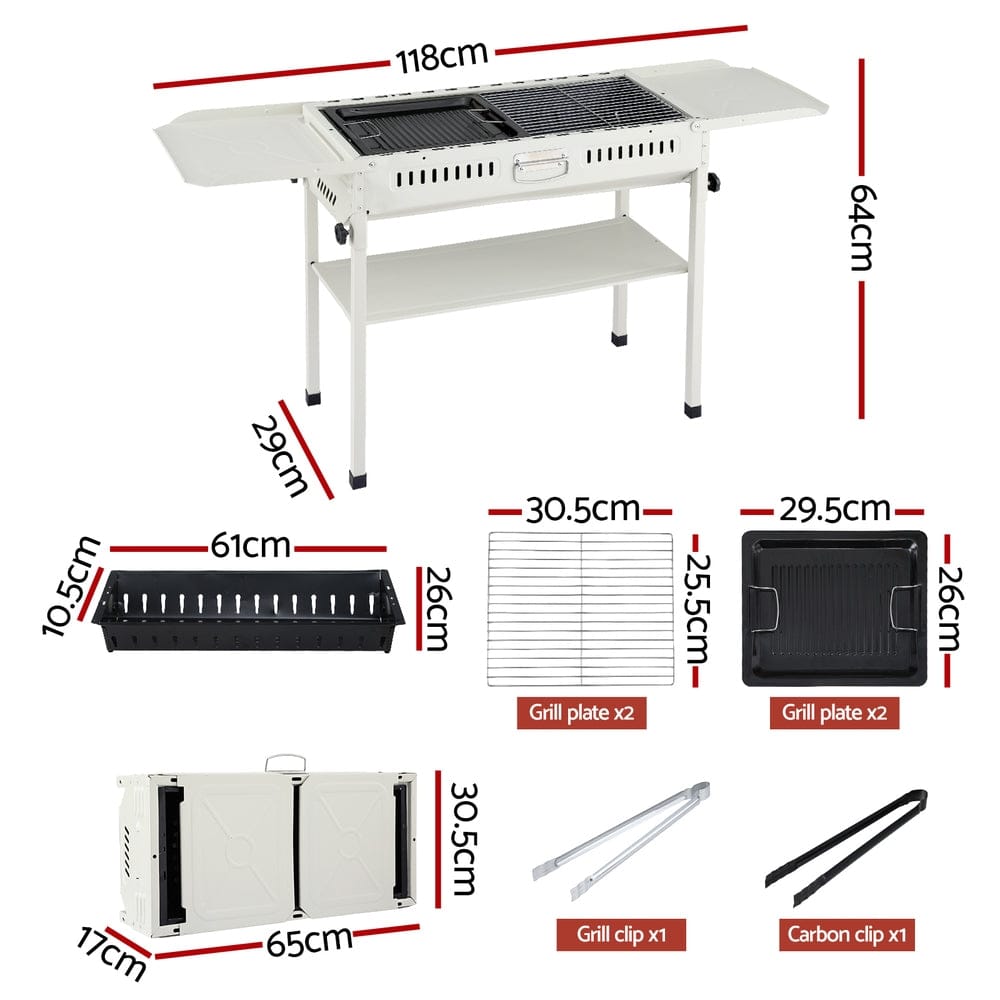 Grillz Portable BBQ Grill w/ Stainless Steel Racks & Pans for Outdoor - SportZone.co.nz