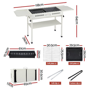 Grillz Portable BBQ Grill w/ Stainless Steel Racks & Pans for Outdoor - SportZone.co.nz