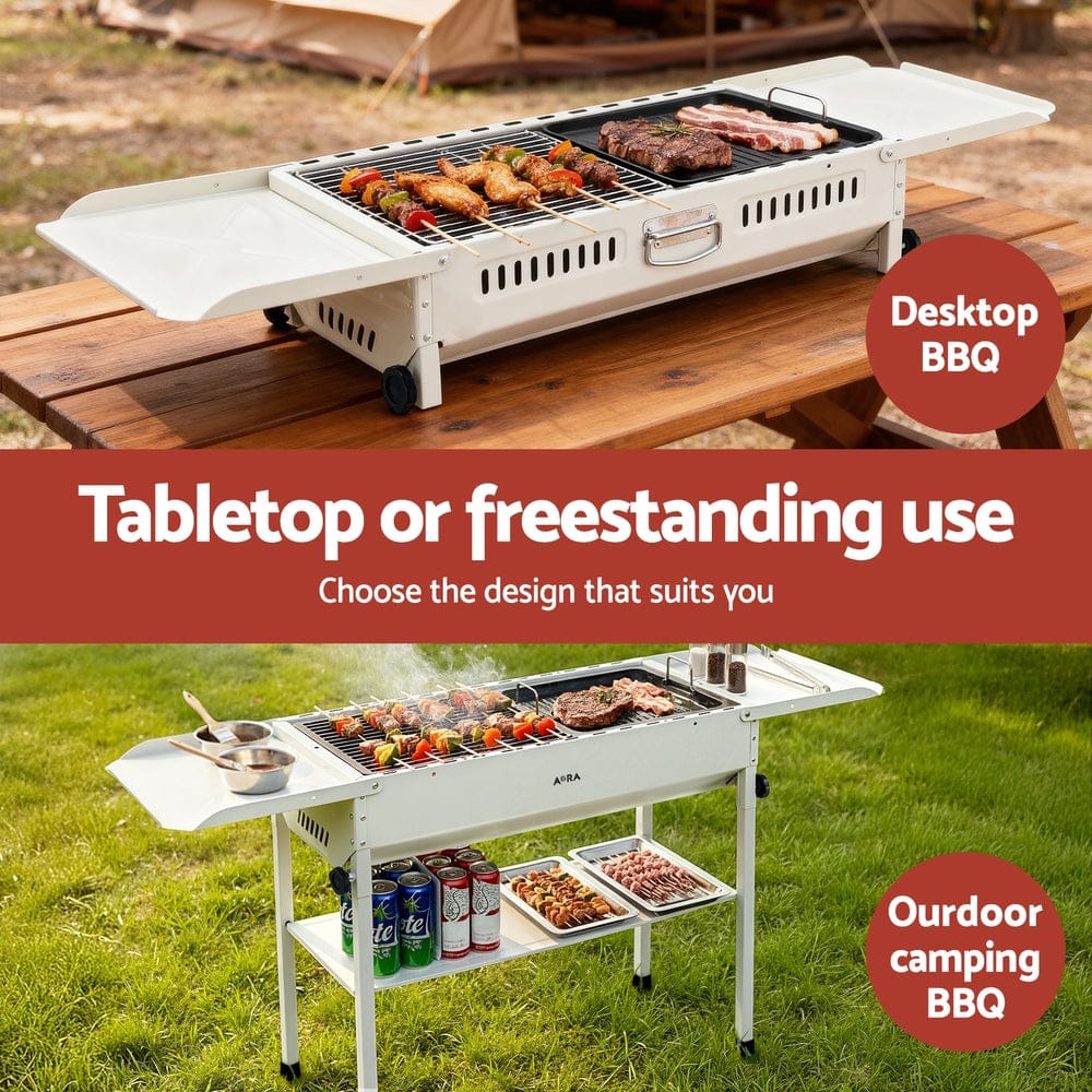 Grillz Portable BBQ Grill w/ Stainless Steel Racks & Pans for Outdoor - SportZone.co.nz