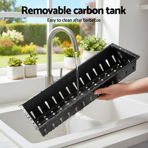 Grillz Portable BBQ Grill w/ Stainless Steel Racks & Pans for Outdoor - SportZone.co.nz