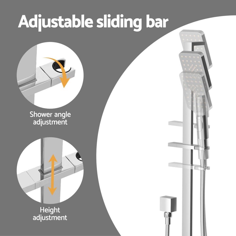 Handheld Shower Head Set 3.1'' High Pressure Silver - SportZone.co.nz