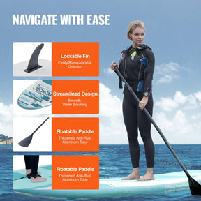 Inflatable Stand Up Paddle Board, 152 mm Wide SUP Paddleboard, with Board Accessories, Pump, Paddle, Fin, Phone Bag, Backpack, Ankle Leash, Repair Kit, Non-slip Deck for Youth & Adults - SportZone.co.nz