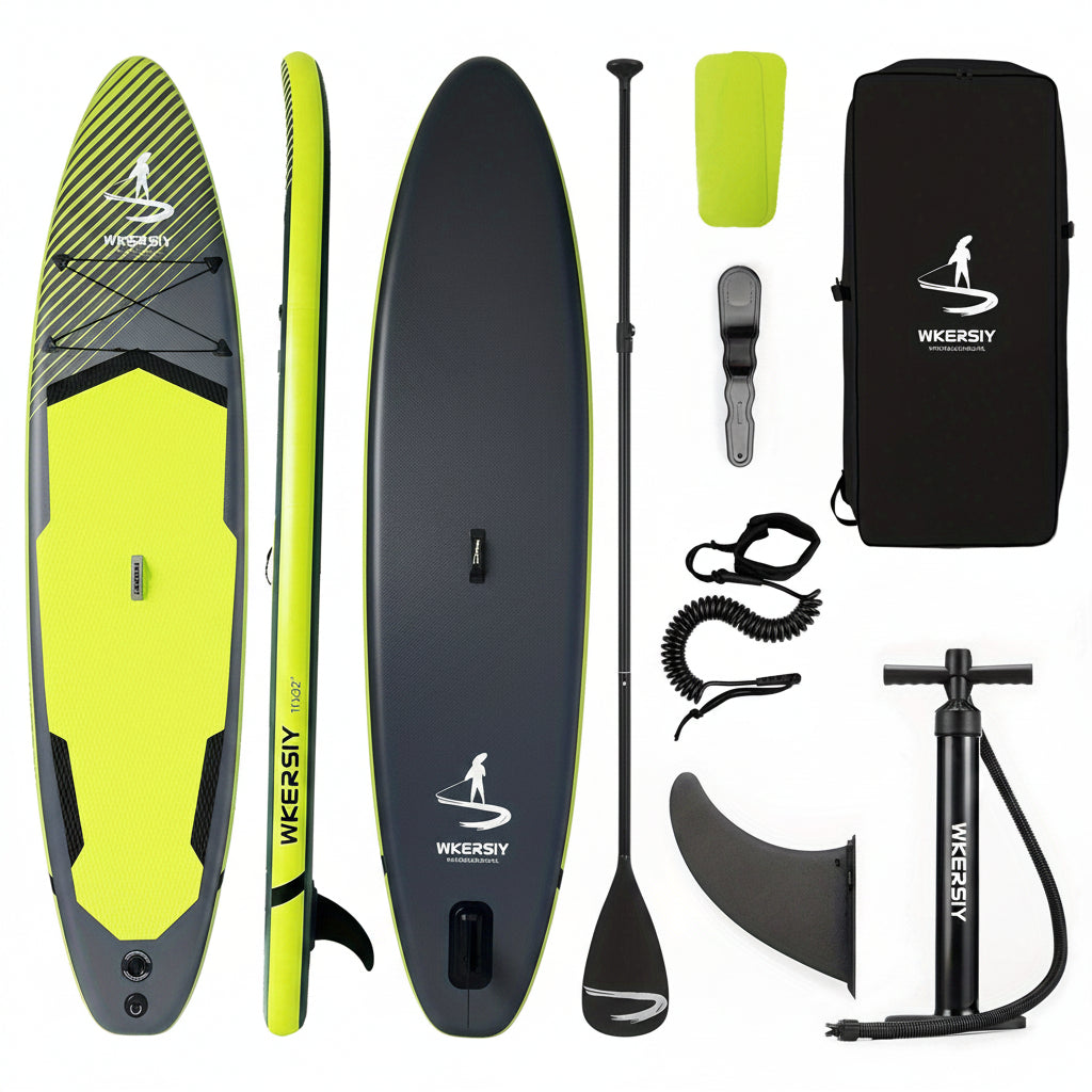 Inflatable vertical paddle set for water sports and surfing-including air pump, paddle, rope, backpack, fin box and maintenance tools. - SportZone.co.nz