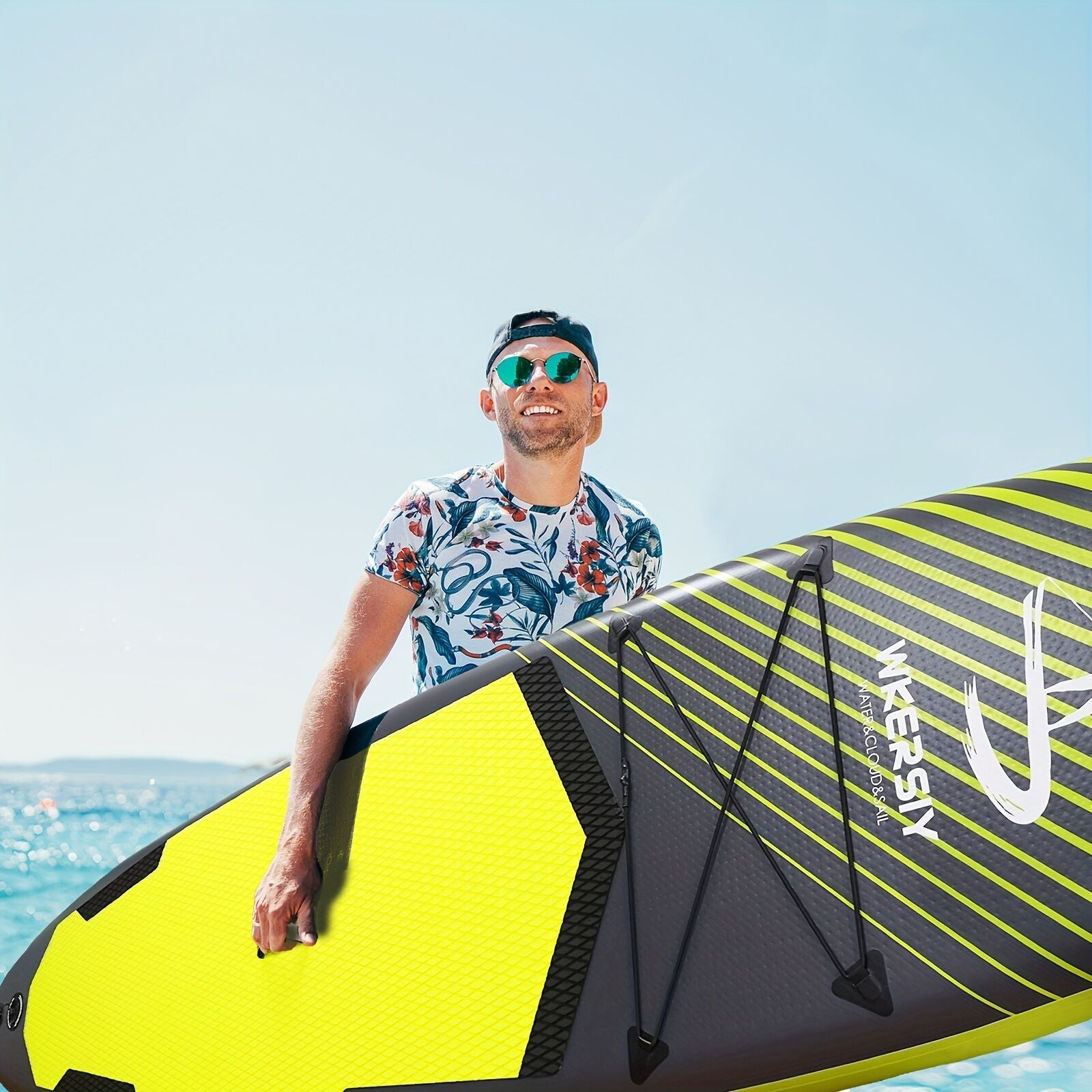 Inflatable vertical paddle set for water sports and surfing-including air pump, paddle, rope, backpack, fin box and maintenance tools. - SportZone.co.nz