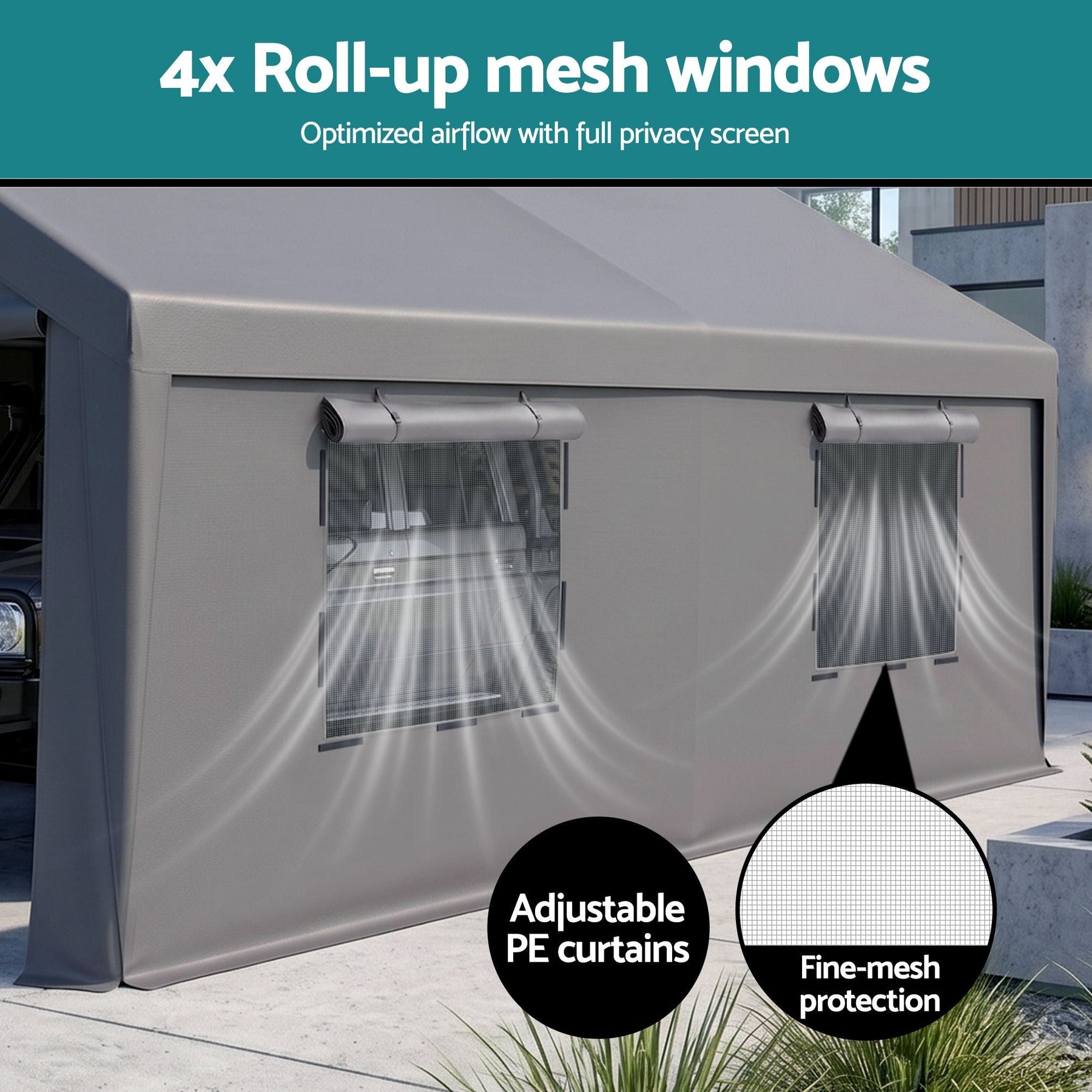 Instahut 3x6m Carports Canopy Tent Portable Garage Outdoor Steel Shelter Grey - SportZone.co.nz