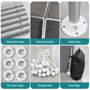 Instahut 3x6m Carports Canopy Tent Portable Garage Outdoor Steel Shelter Grey - SportZone.co.nz