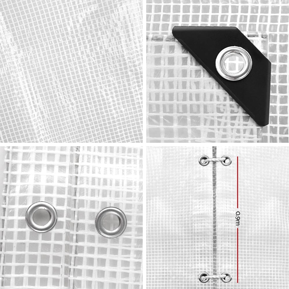 Instahut Tarp Tarpaulin 5x10m Canvas Heavy Duty Camping Cover Clear - SportZone.co.nz