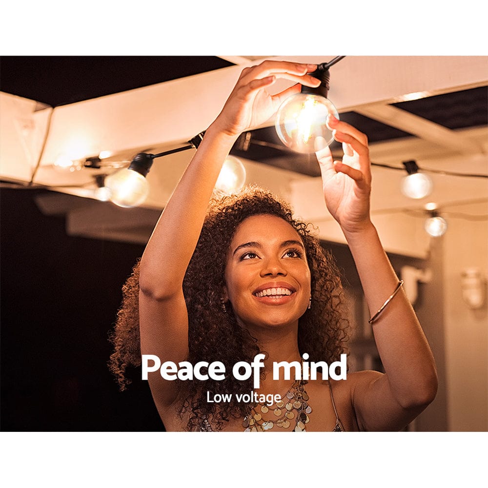 Jingle Jollys 77m LED Festoon Lights Sting Lighting Kits Wedding Outdoor Party - SportZone.co.nz